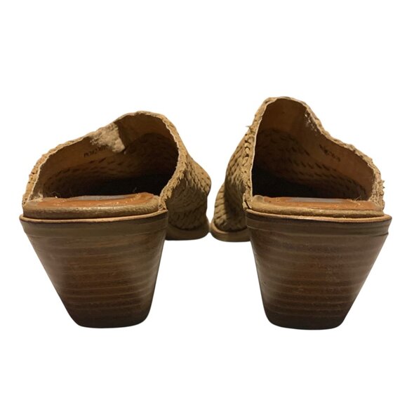 J BRAND Tan Western Heeled Woven Slip-On Women's Leather Mules Size 7.5M - Picture 6 of 8